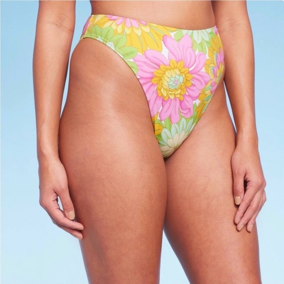 Shade & Shore Other - High Waist Extra High Leg Cheeky Bikini Bottom Shade & Shore Multi Floral Print
